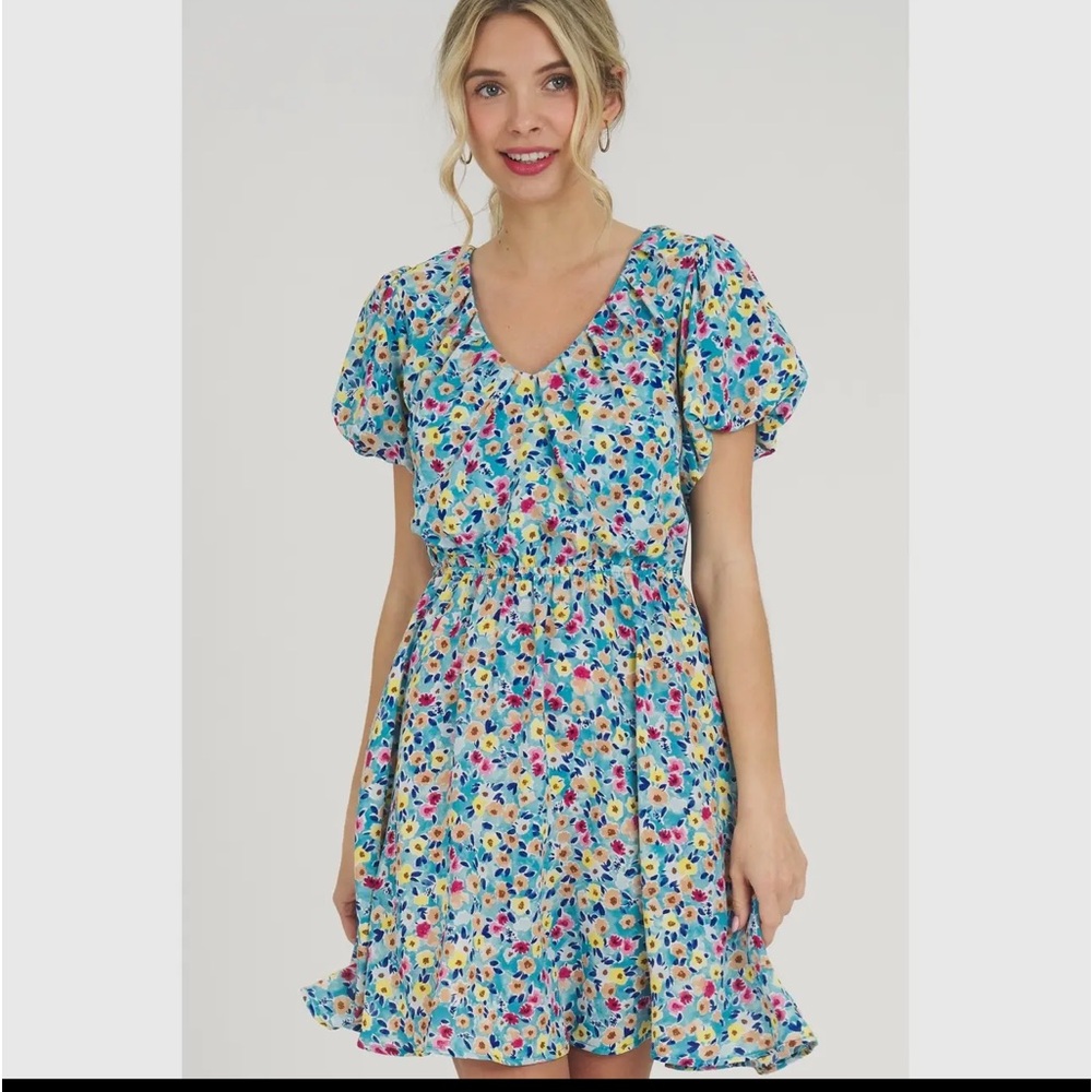 07 BOHO BUBBLE SLEEVE FLORAL DRESS